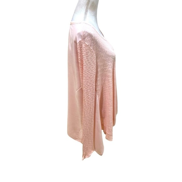 Left of Center pale pink handkerchief hem nubby long sleeve top size medium - Picture 7 of 11